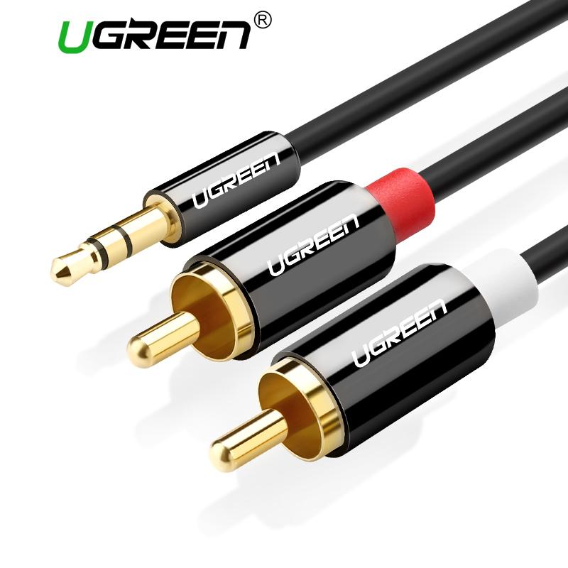 Dây cáp tín hiệu Audio 3.5-RCA UGREEN AV116 dài 1.5 mét (3.5mm to 2RCA / 1.5M)