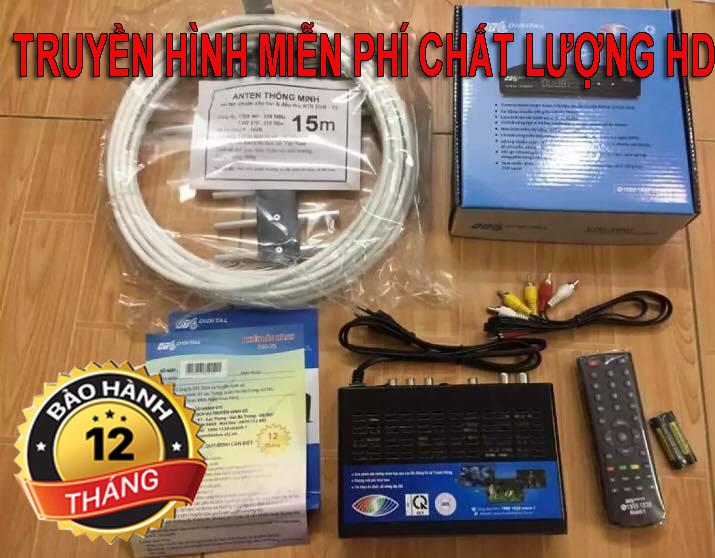 Đầu thu truyền hình kỹ thuật số DVB T2 VTC T201 + antena 12m dây