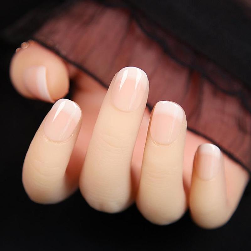 Bộ 24 móng tay giả Pháp viền trắng (kèm keo+dũa)