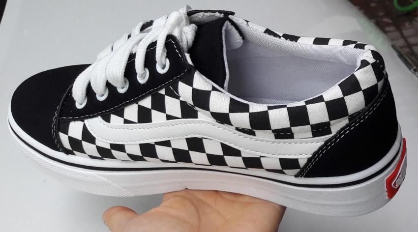 Giày sneaker vải kẻ caro thời trang nam nữ giá rẻ