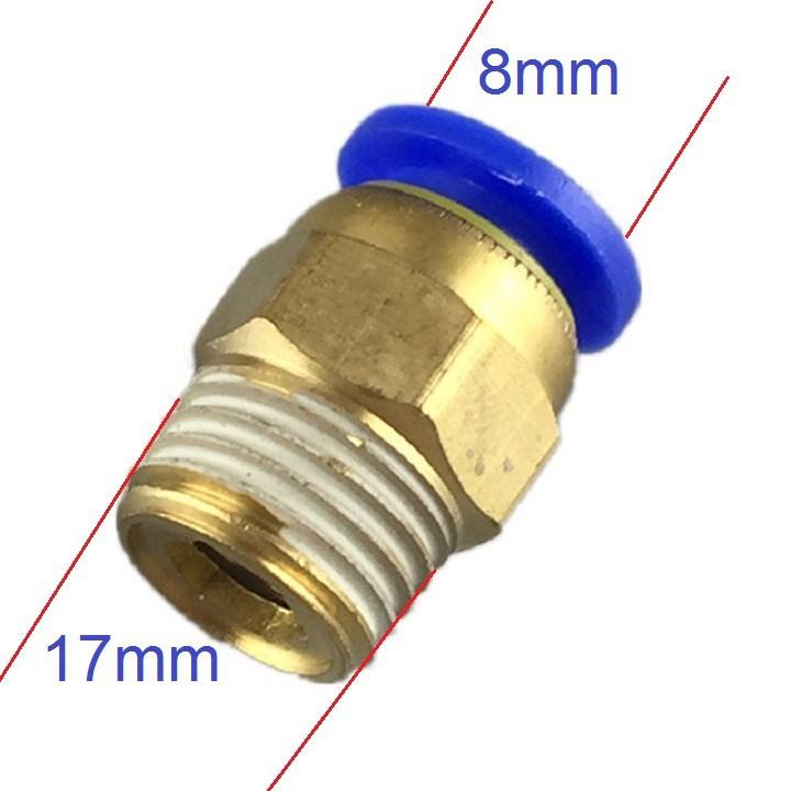 Đầu ren ngoài 17mm nối ống phun sương 8mm trong hệ thống phun sương