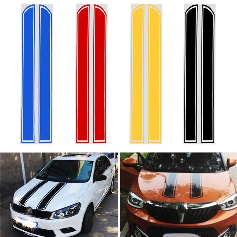 Bộ 02 Decal dán mui xe ô tô (Màu vàng)