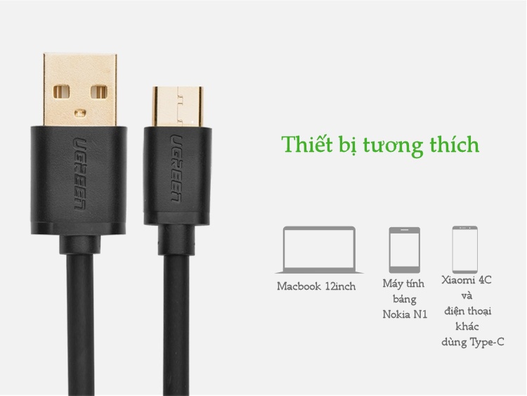 Cáp sạc và truyền dữ liệu hỗ trợ cổng USB 2.0 sang USB Type C độ dài từ 0.25-3m UGREEN US141 - Hãng phân phối chính thức Cáp sạc và truyền dữ liệu hỗ trợ cổng USB 2.0 sang USB Type C độ dài từ 0.25-3m UGREEN US141 - Hãng phân phối chính thức