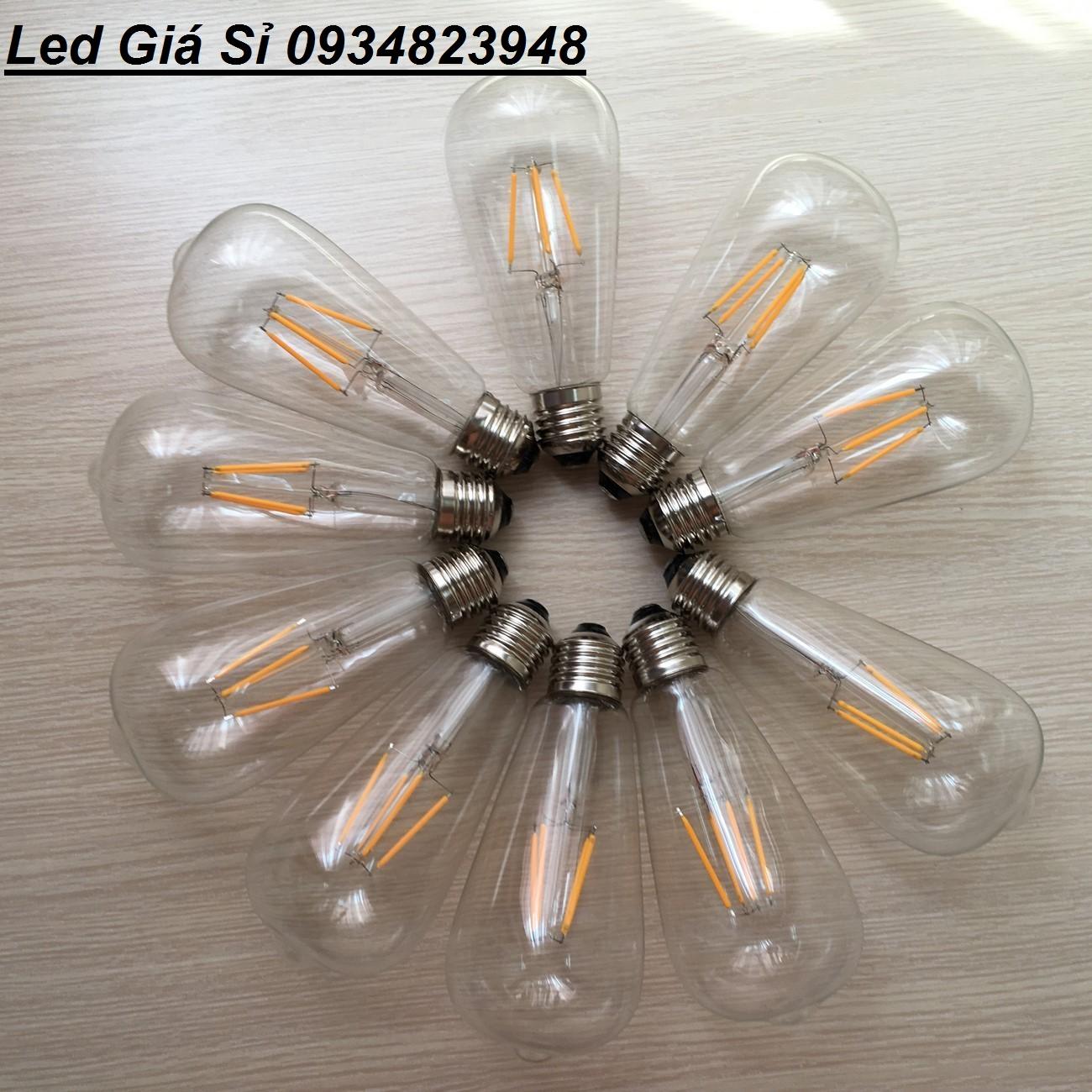 [HCM]Bộ 10 đèn led giả dây tóc Edision ST64 Công Suất 4W. Ánh sáng vàng ấm áp. Siêu tiết kiệm điện.