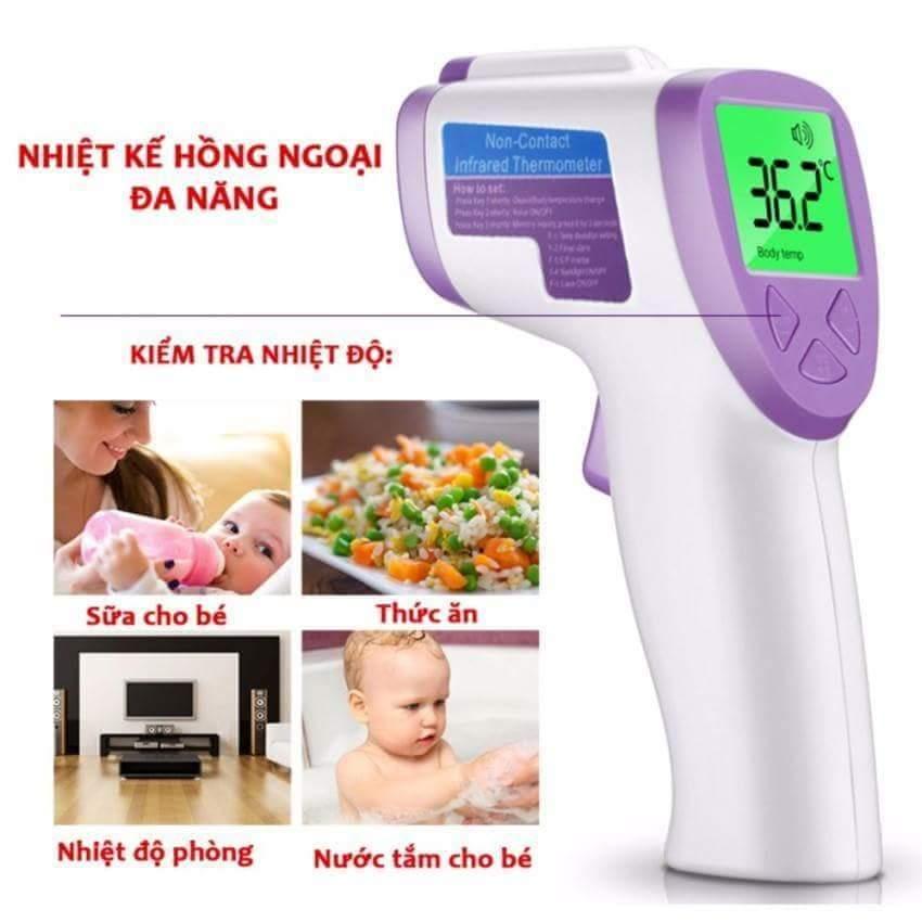 Súng nhiệt kế điện tử cho trẻ và gia đình đa công dụng f101 tặng kèm 2 pin aa