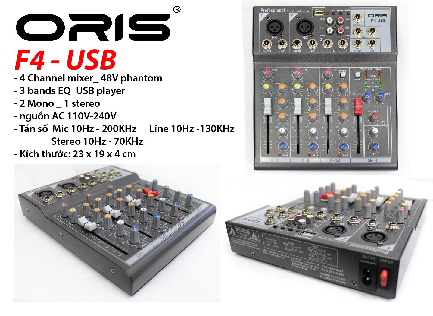 Bộ trộn âm mixer karaoke-live stream oris f4-usb