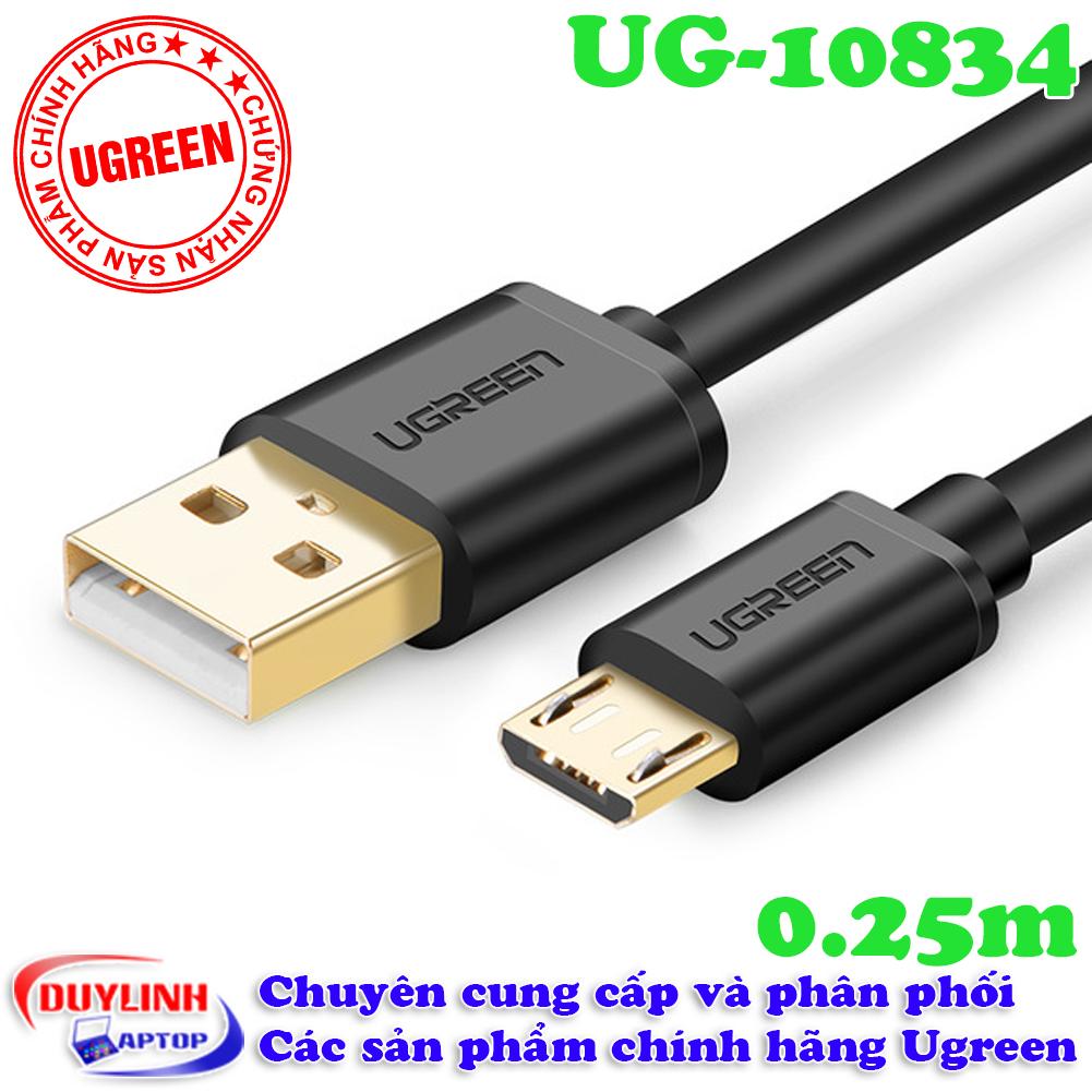 Cáp micro usb 2.0 sang usb mạ vàng ugreen 10834 0.25m