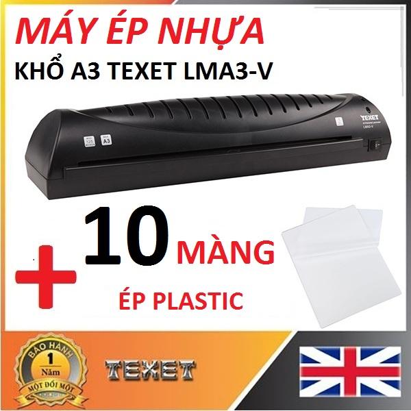 Máy ép nhựa khổ A3 Texet LMA3-V (Đen) tặng 10 Màng ép Plastic Texet