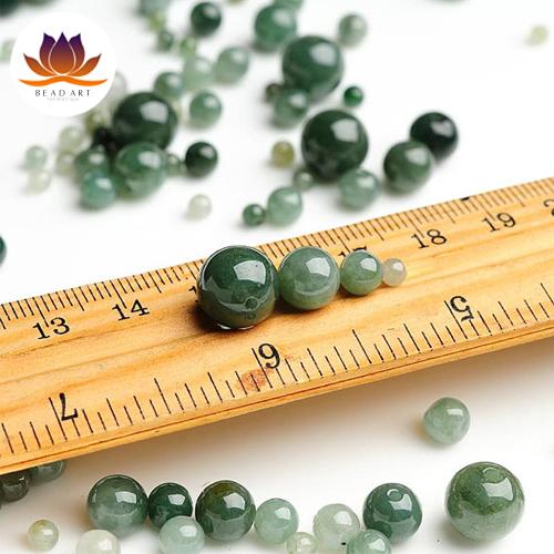 [1 Hạt] Đá Cẩm Thạch Myanmar Tự Nhiên Hạt Tròn - Xanh Rêu Đậm 7.5-8MM, Đá Phong Thủy, Mệnh Mộc, Hoả, Phối Vòng Tay, Chuỗi Hạt - Bead Art