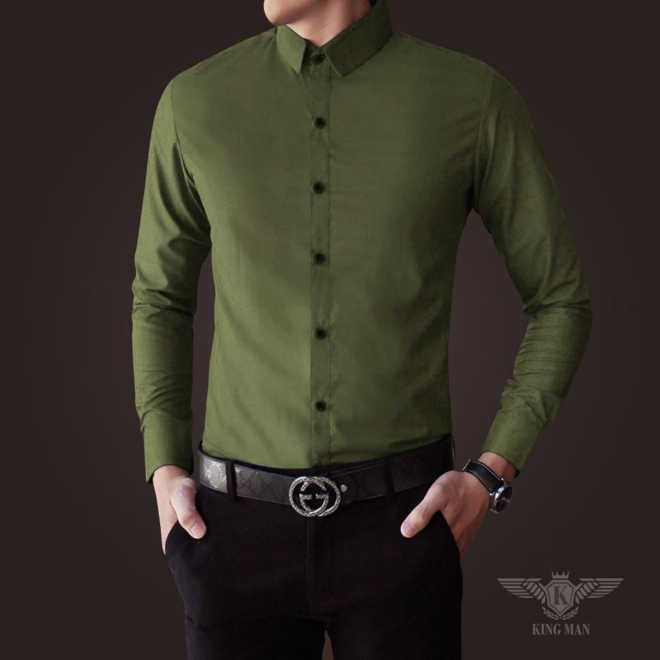 Áo sơ mi nam (Xanh Rêu) không nhăn