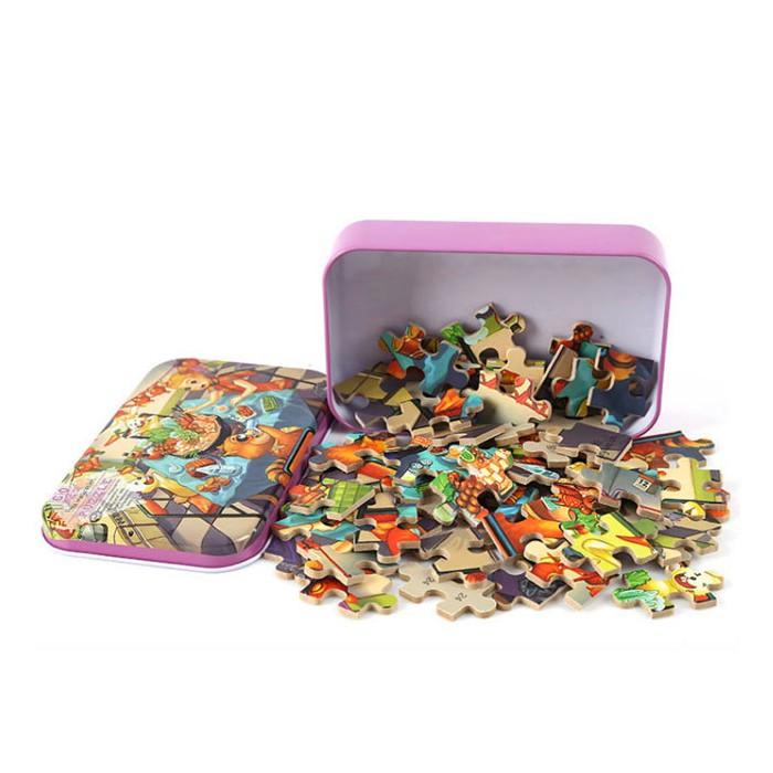 Bộ đồ chơi ghép hình 60 miếng đựng trong hộp sắt cho bé từ 2-5 tuổi