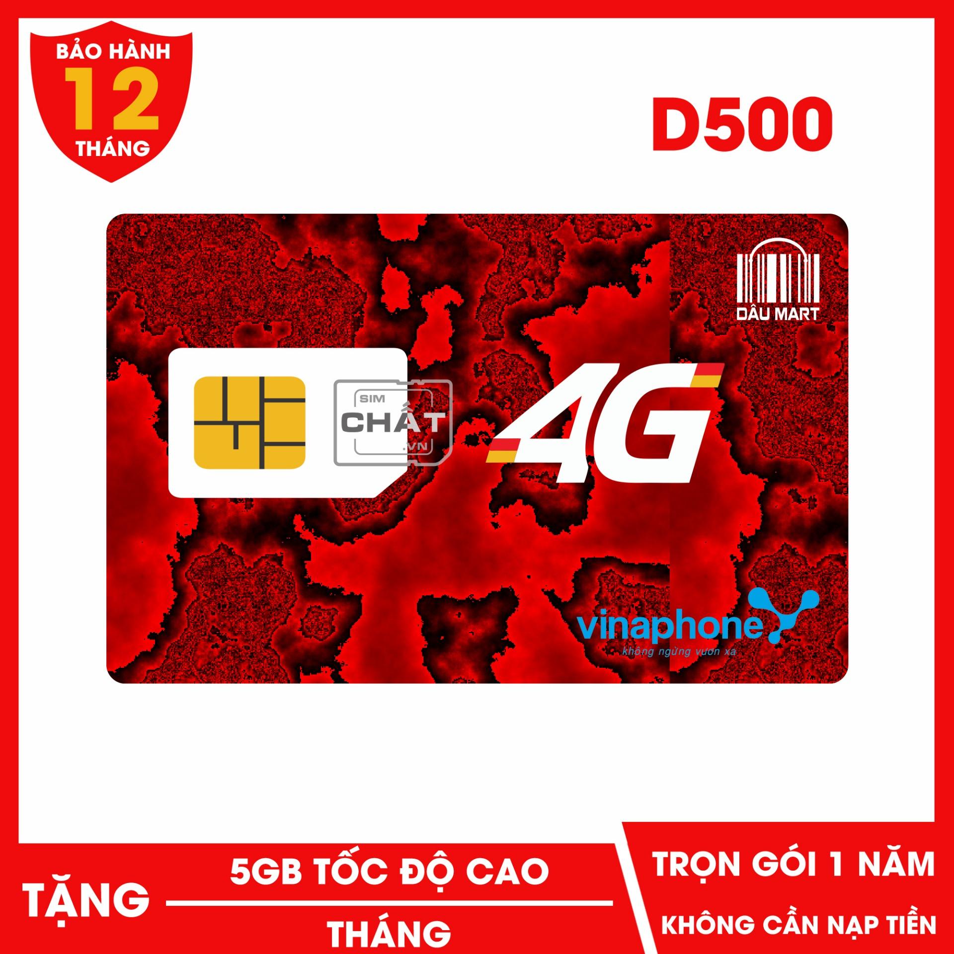 [HCM]SIM Vinaphone 4G D500 Tặng 5GB/Tháng Trọn Gói 1 Năm Không Cần Nạp Tiền