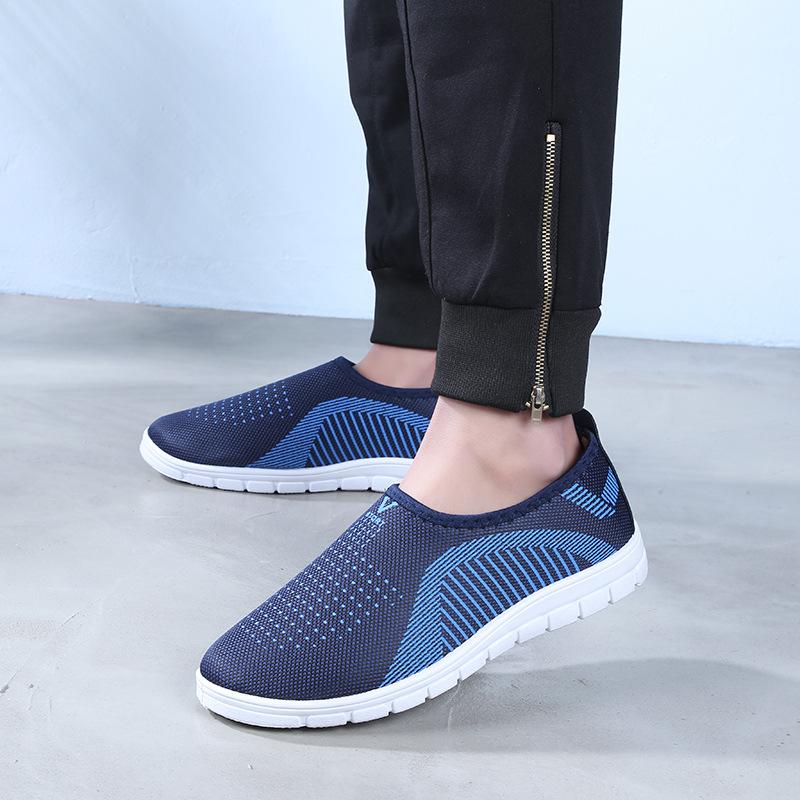Giày lười nam phong cách êm chân thoáng khí màu ghi/xanh - chữ v - size 39 đến 44 - v113