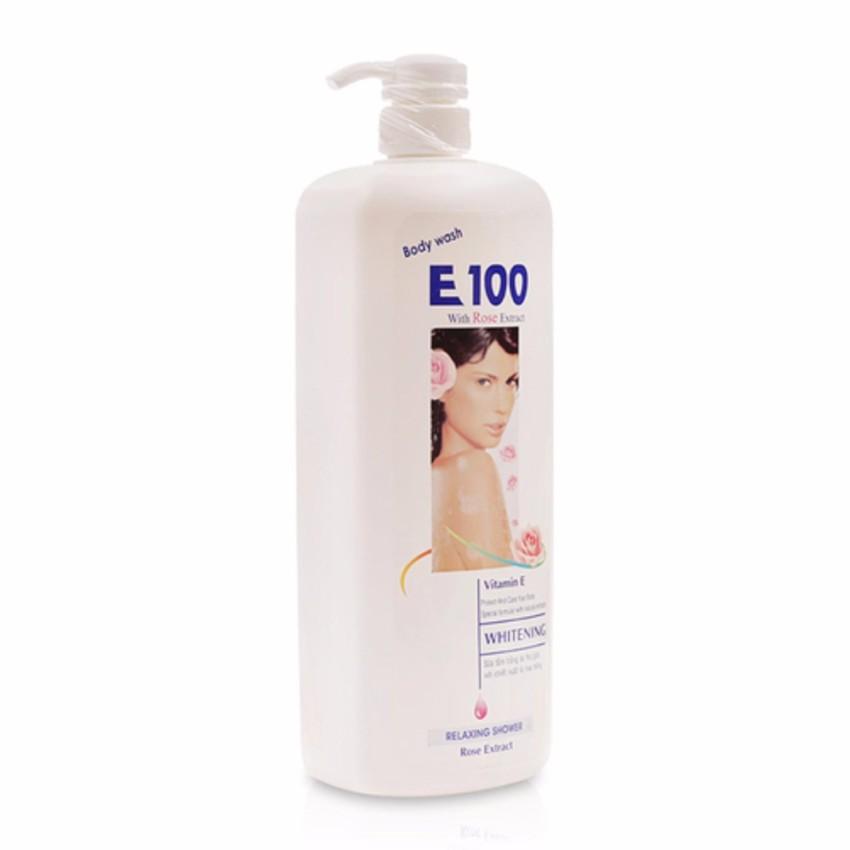 Sữa tắm trắng dưỡng da E100 tinh chất hoa hồng 1100ml TRẮNG  vuông