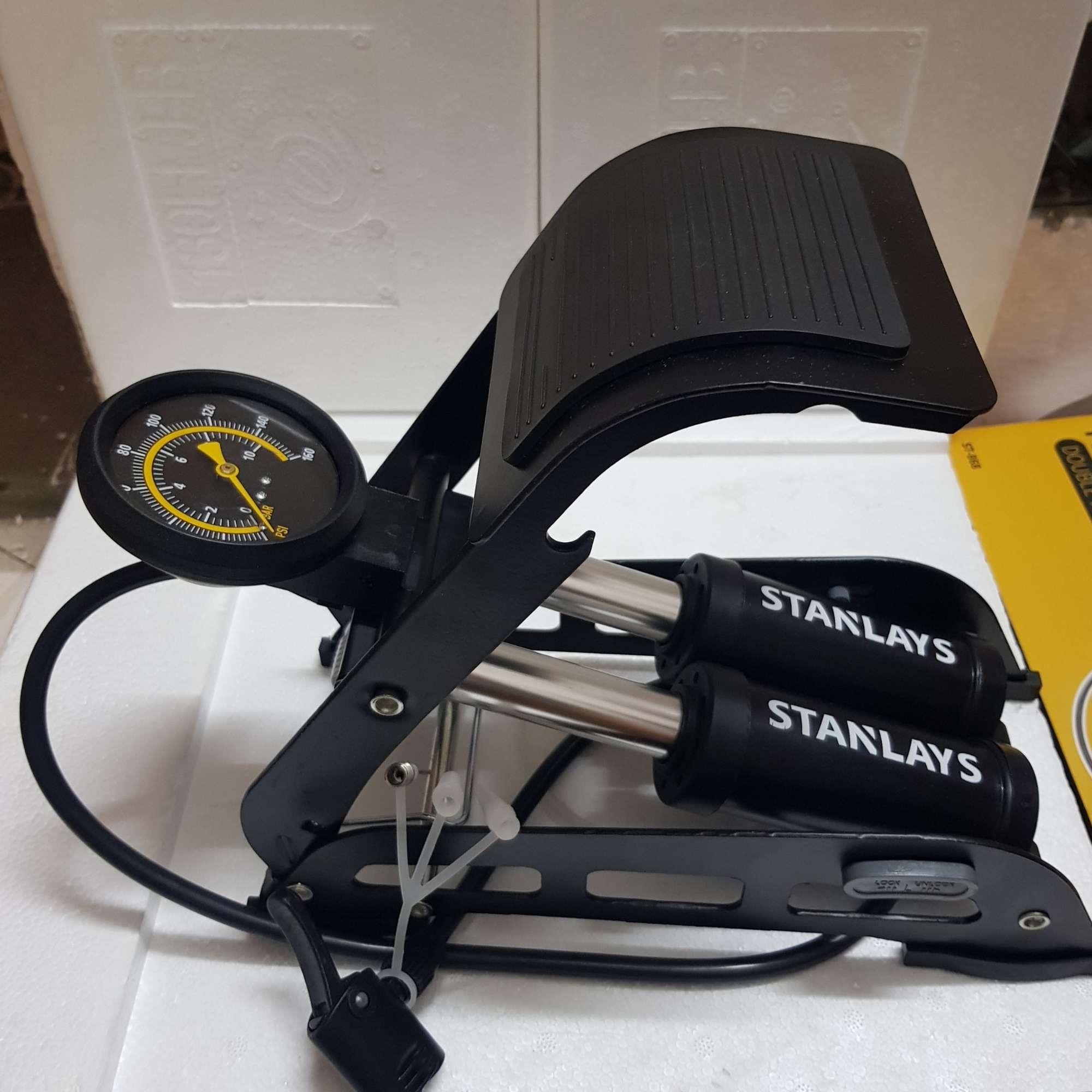 Bơm hơi đạp chân đa năng 2 ống cho ô tô xe máy