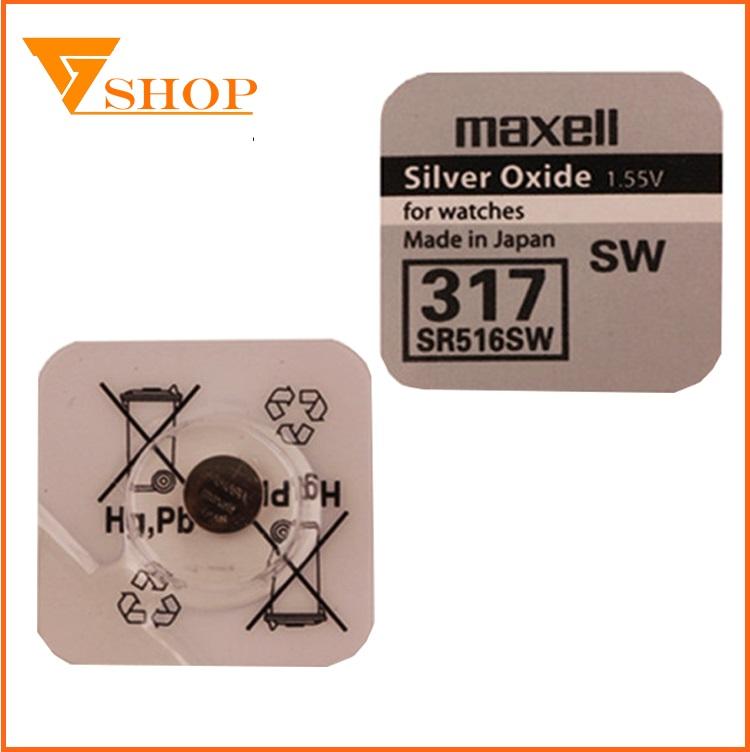 1 vỉ pin đồng hồ sr516sw maxell 1.55v, pin 317