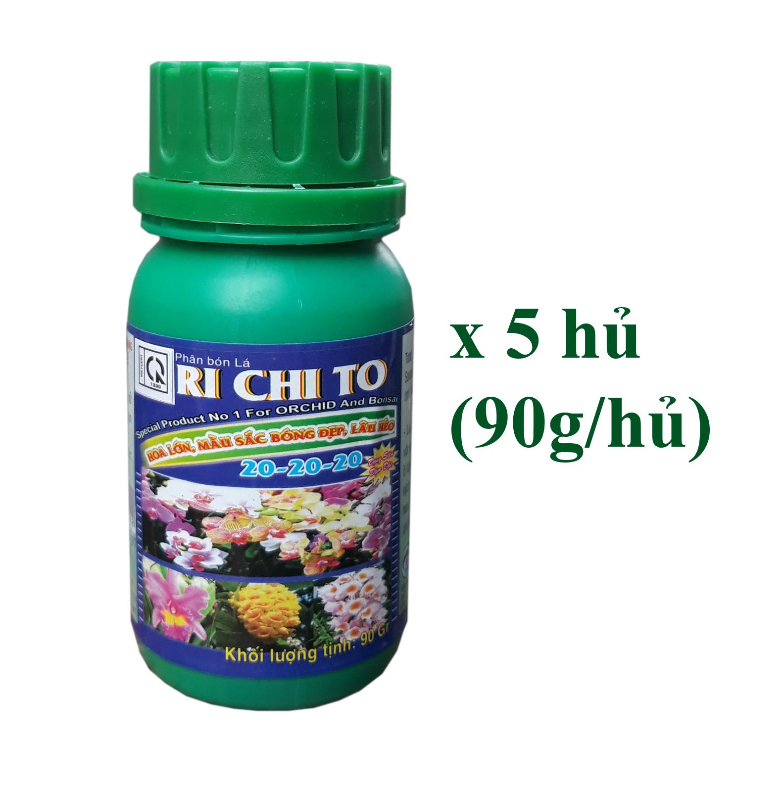 Bộ 5 hủ phân bón lá richito 20-20-20 chuyên phong lan