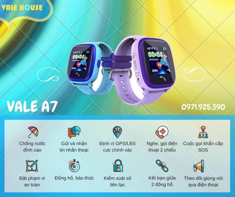 Đồng hồ định vị trẻ em VALE A7 Hồng bán chạy