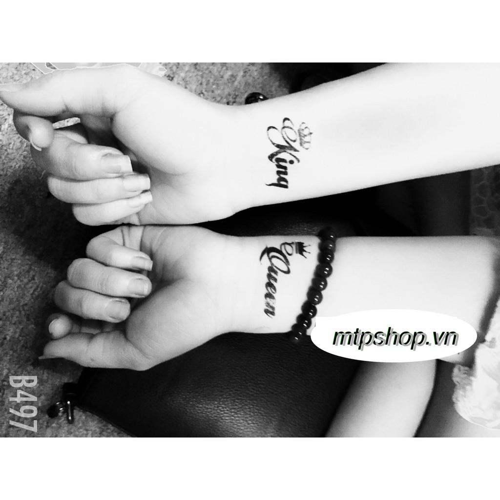 Combo 6 tấm hình xăm dán couple queen king 10x6cm (mua từ 2 combo tặng bắp tay mini 10x20cm)