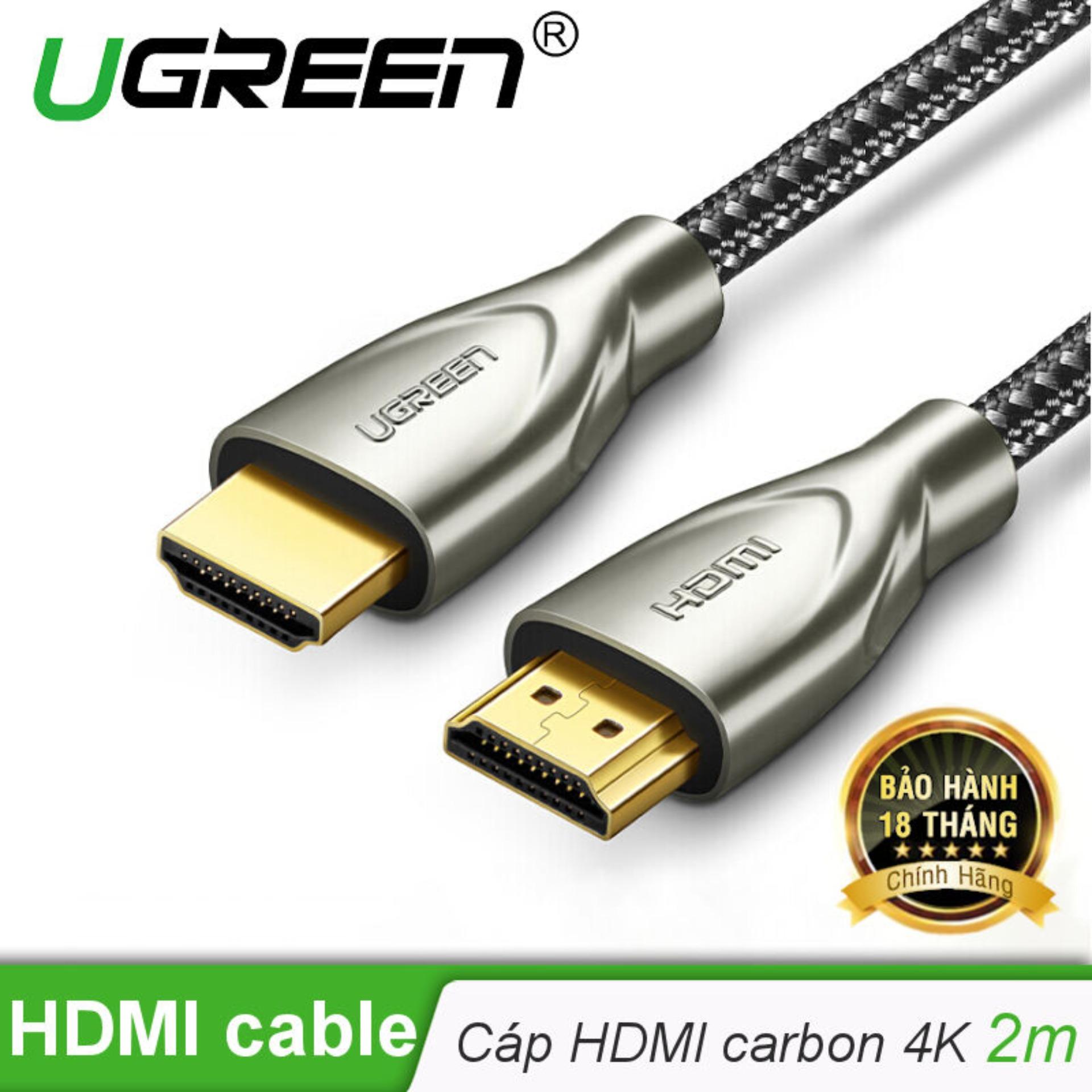 Cáp HDMI 2.0 Carbon chuẩn 4K@60MHz mạ vàng cao cấp dài 2m UGREEN HD131 50108 - Hãng phân phối chính thức