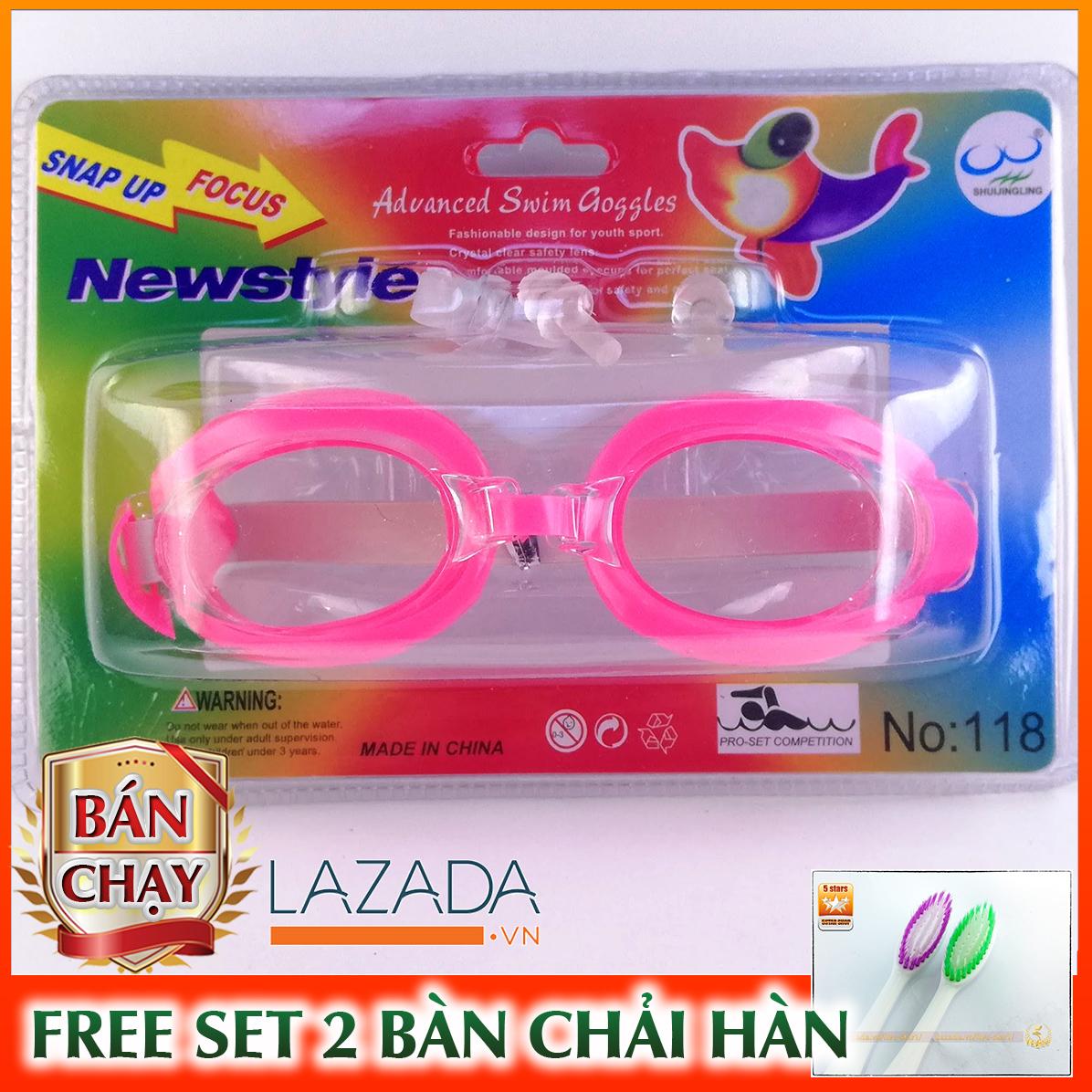 Kính bơi trẻ em cao cấp : Kèm bịt tai, bịt mũi cho bé dưới 12 tuổi (KBOI.TEA2) + Tặng 2 bàn chải Hàn