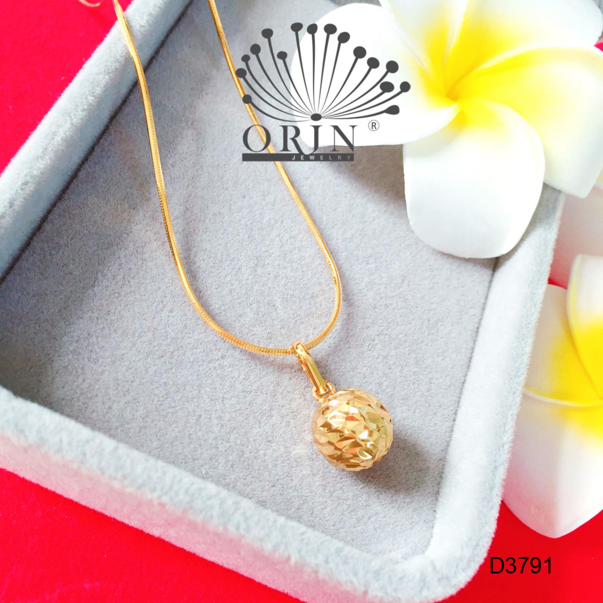 Dây chuyền trái châu khắc máy dây mì khóa tròn cao cấp Orin D3791 - Long Tien