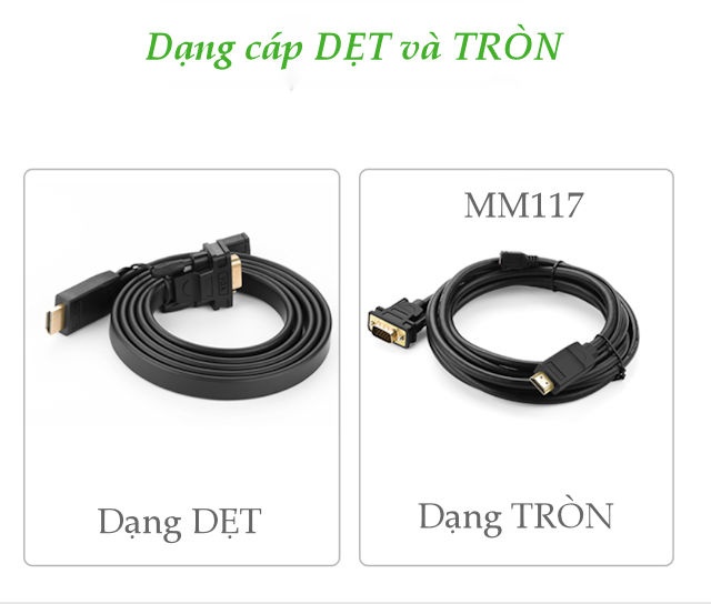 Cáp HDMI sang VGA dài 1.5m UGREEN MM117 Cáp HDMI sang VGA dài 1.5m UGREEN MM117