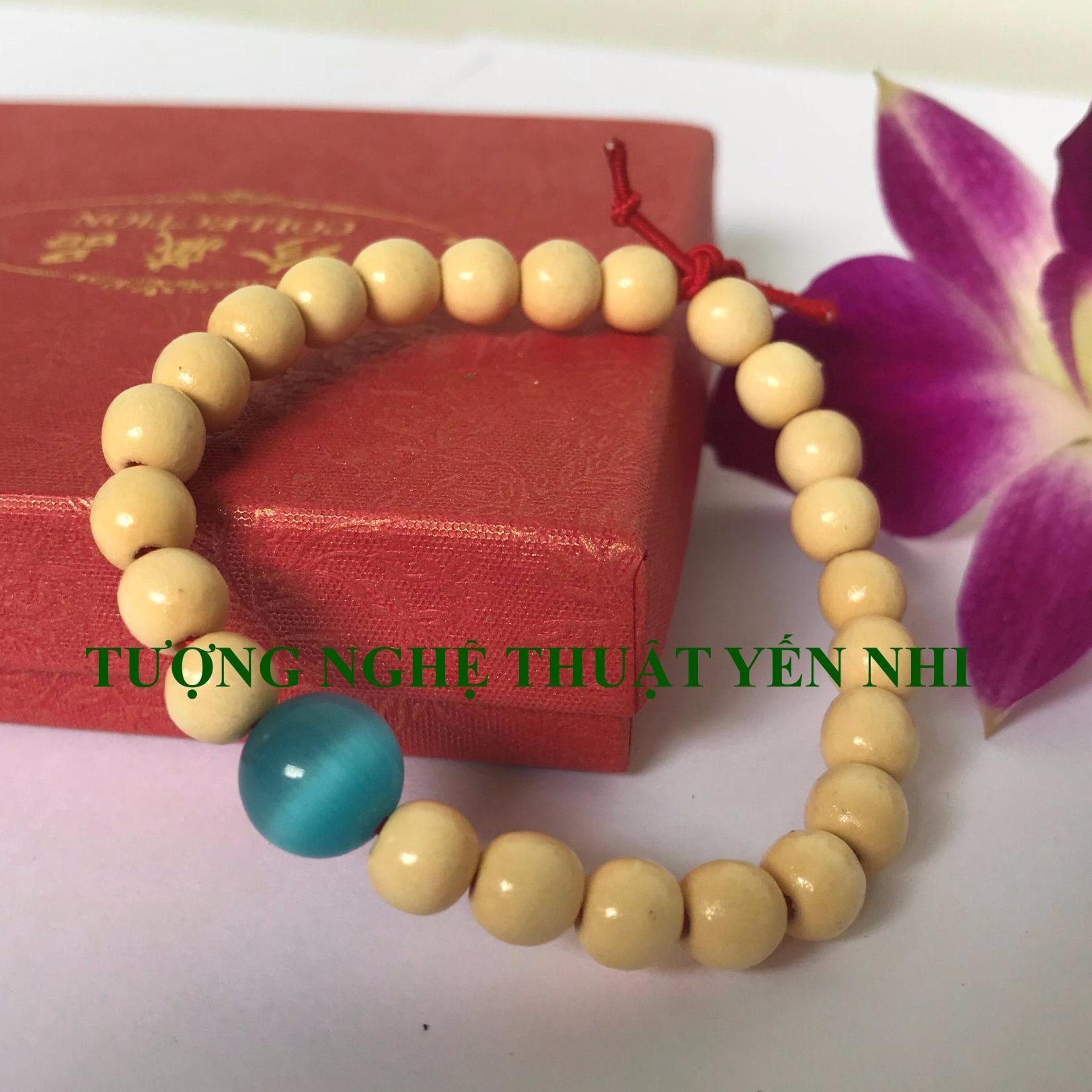 Vòng Dâu tằm trừ tà đính đá Mắt mèo