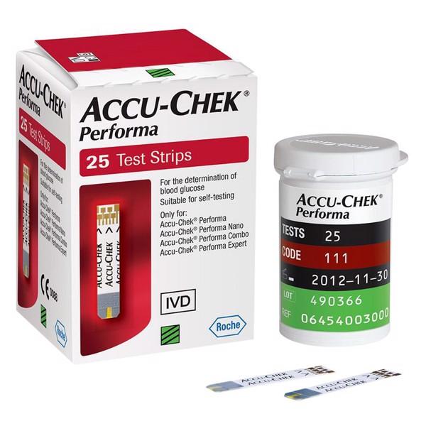 Que thử đường huyết máy accu-chek performa - hộp 25 que