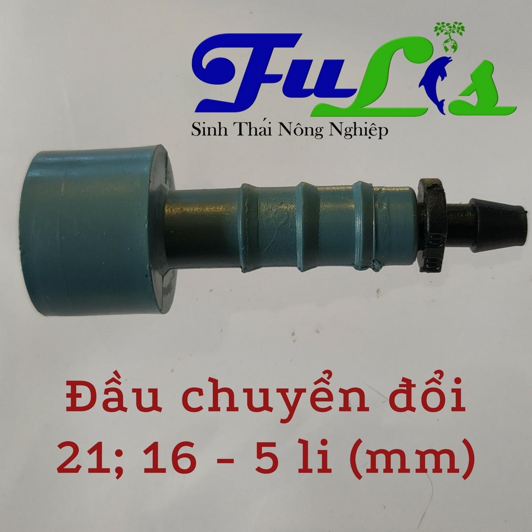 Đàu chuyển ống phi 21 hoặc 16 xuống 5 li, nhựa chất lượng