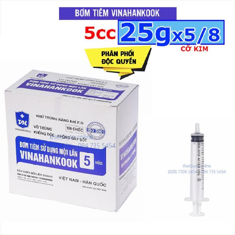 Bơm tiêm vinahankook 5cc (Cỡ kim 25g 5/8) - Bơm tiêm sử dụng 1 lần vinahancook 5ml