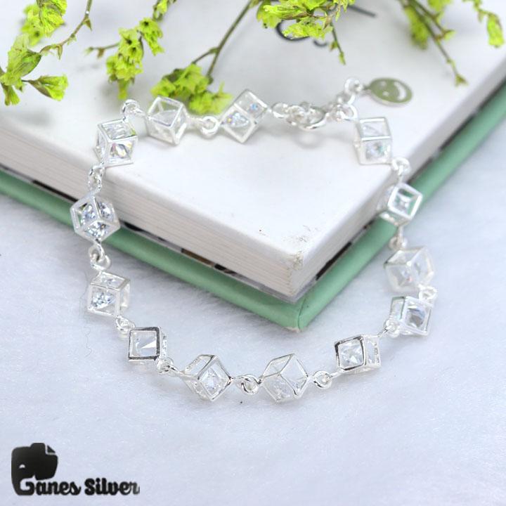 Lắc tay nữ, lắc tay nữ đẹp, vòng tay nữ, vòng tay nữ đẹp, lắc tay bạc nữ, lắc tay hộp chất liệu bạc ta cao cấp - thương hiệu ganes silver