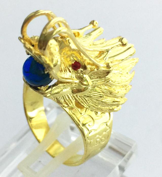 Nhẫn nam đầu rồng ngậm ngọc mạ vàng 18k