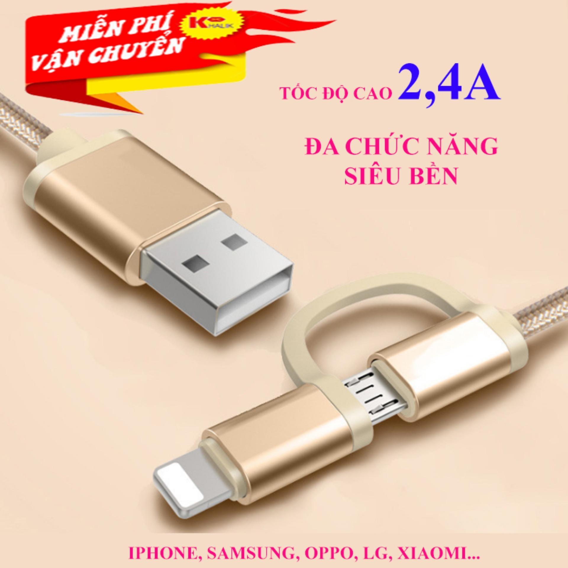 Cáp sạc 2 đầu dây dù 1m chất lượng cao-siêu bền