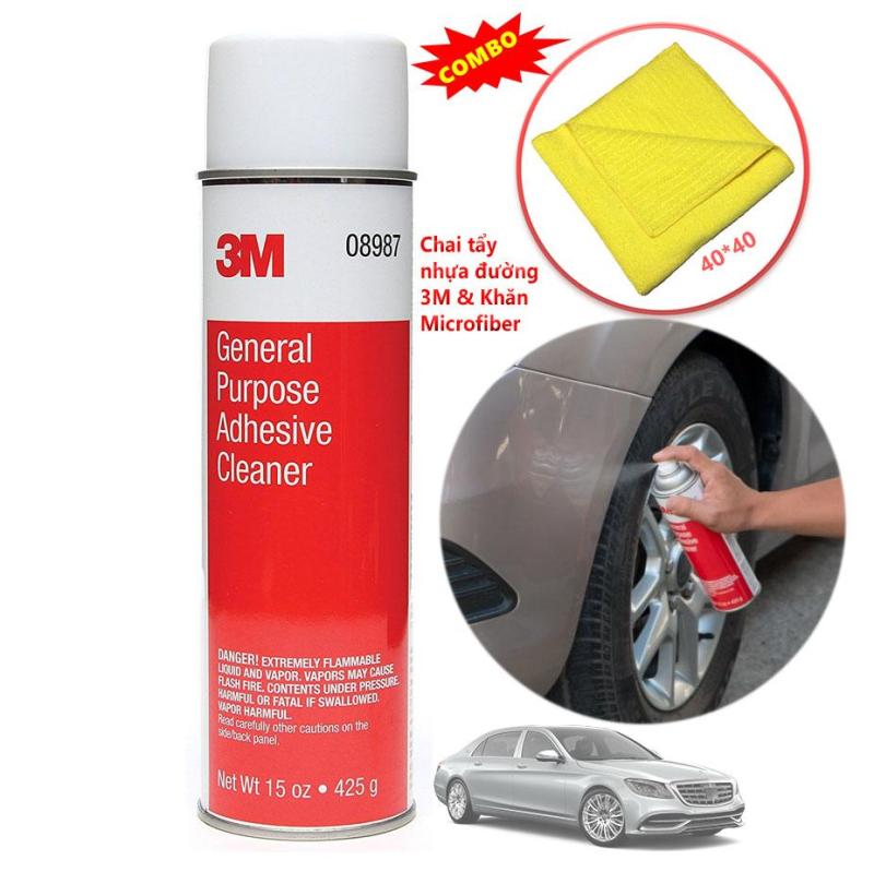Tẩy nhựa đường 3M General Purpose Adhesive Cleaner và Khăn Microfiber 4040