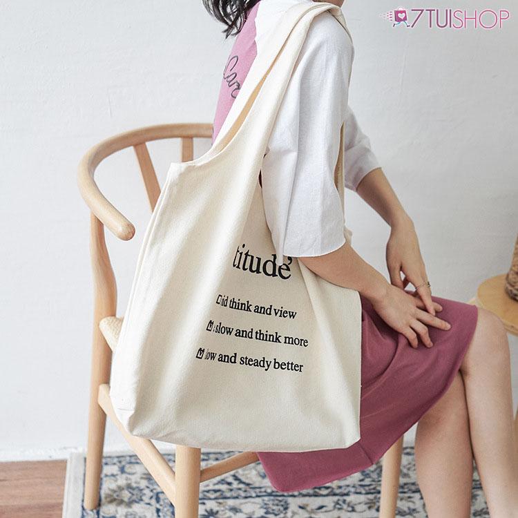 Túi tote vải Attitude’ trẻ trung, đơn giản 406225