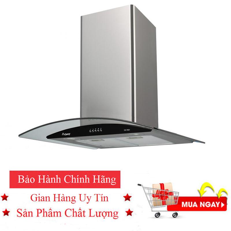 Máy hút khói khử mùi kính cong canzy cz-70d1, cz 70d1 70 cm, tặng ống bạc giảm ồn