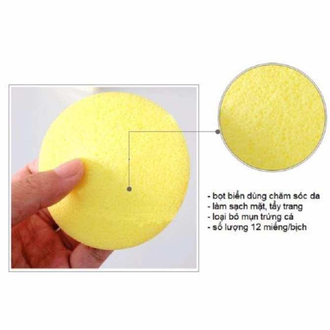 Combo 2 túi Bông mút bọt biển rửa mặt dạng nén