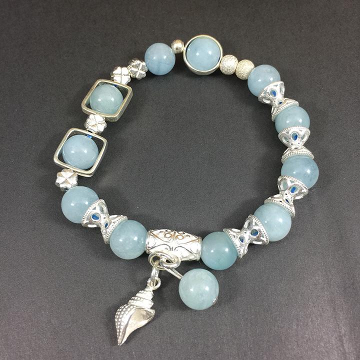 Vòng đá Aquamarine mix bạc sang trọng cho phái đẹp