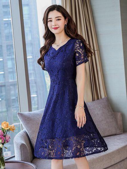 Đầm xòe ren cổ tim v-d0kn8