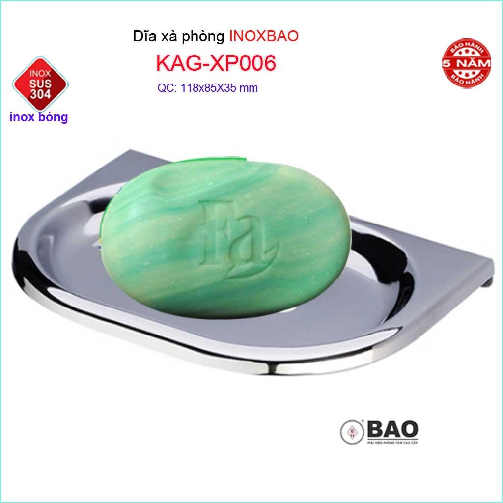 Dĩa đựng xà bông Inox Bảo KAG-XP006, kệ xà phòng cục SUS304 báng bóng dễ vệ sinh thiết kế đẹp tiện dụng
