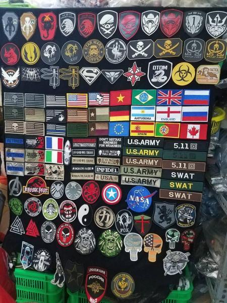 Logo Patch velcro dán xé vải thêu cờ Đức Braxin US army trang trí áo khoác lính, balo lính, đồ lính