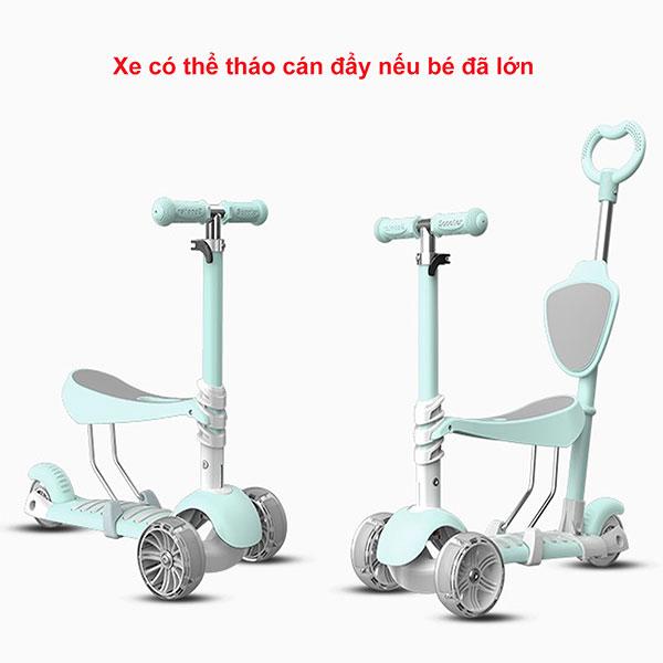 Xe scooter 3in1 cho bé có tay đẩy kèm đèn ở bánh mbhuong04