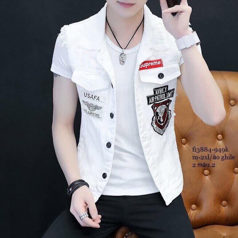 Áo khoác jean nam kiểu ngắn tay thời trang skyfashion