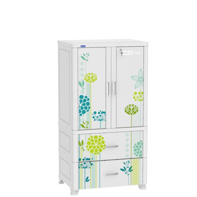 Tủ nhựa cao cấp duy tân treo quần áo wing-2c-2n tặng kèm 10 móc quần áo nhựa duy tân