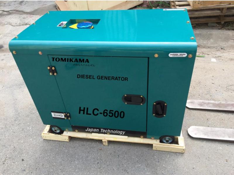 Máy phát điện Tomikama HLC 8500 công suất 7,5kw, đề nổ, chạy dầu, vỏ chống ồn