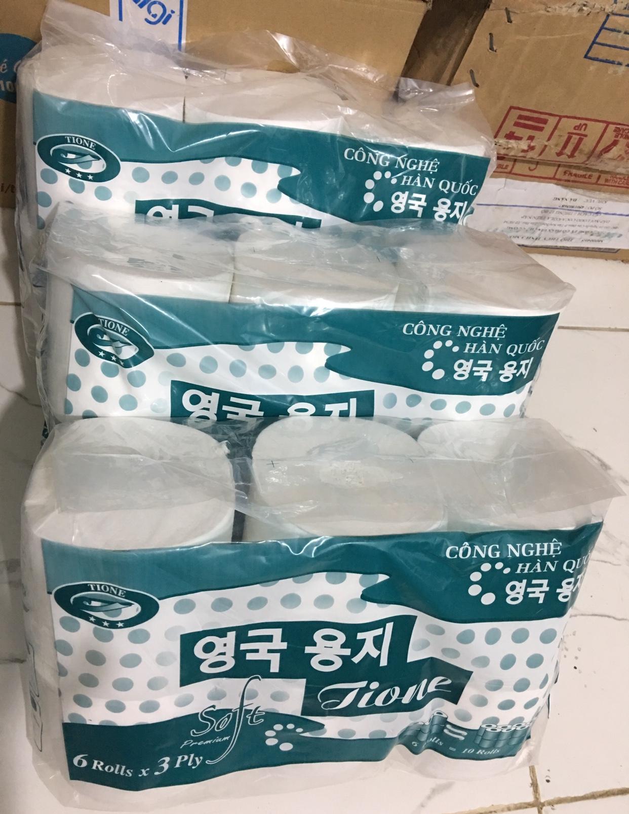 Giấy cuộn Tione đặc ruột - lốc 6 cuộn