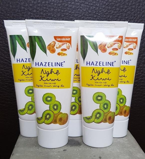 Combo 5 tuýp kem rửa mặt sáng da hazeline kiwi nghệ 15g+ Túi đựng mỹ phẩm xinh xắn