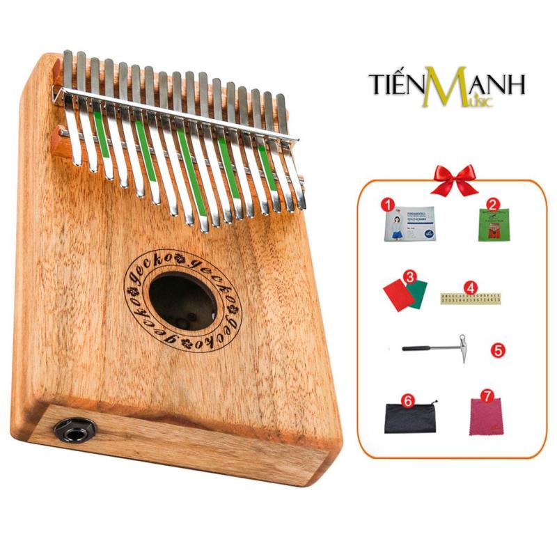 Đàn Kalimba Gecko 17 Phím K17CAEQ (Có EQ - Gỗ Long Não - Mbira Thumb Finger Piano 17 Keys - Kèm Sticker dán note, Decal xanh đỏ, Búa chỉnh âm, Túi đựng, Khăn lau, Sách học, Móng gẩy Tiến Mạnh Music - Giúp cảm thụ âm nhạc tốt)