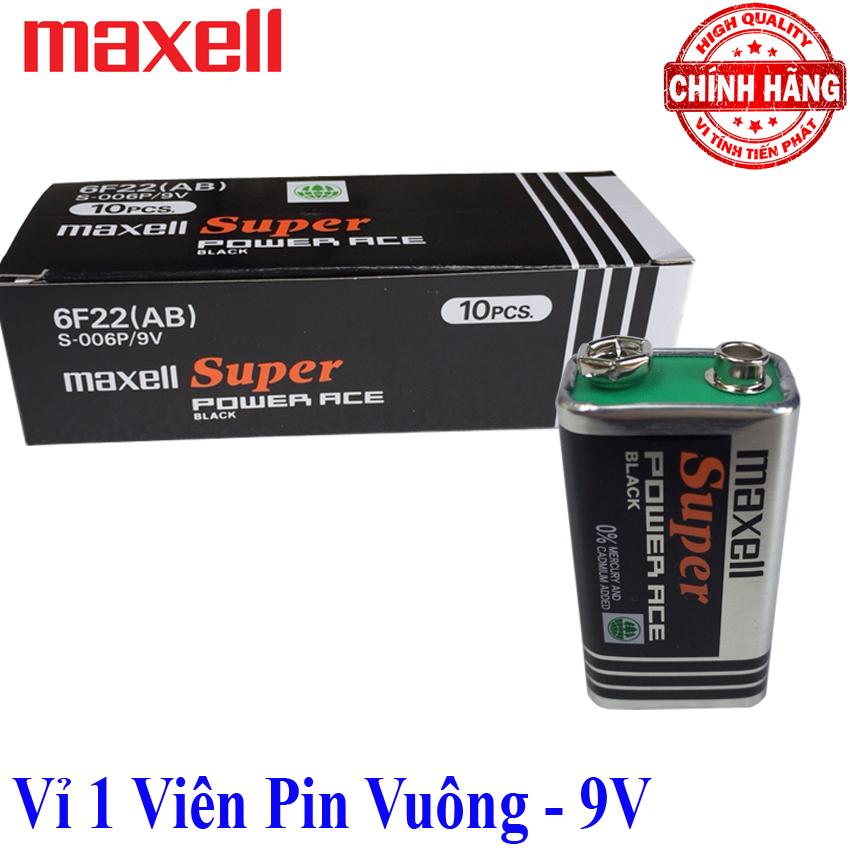 Vỉ 1 viên pin vuông 9v maxell super power - mã pin 6f22